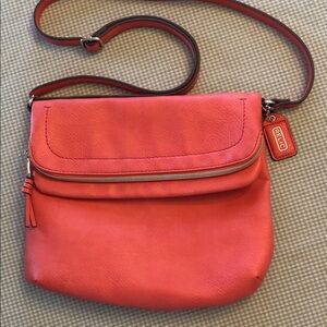 Relic by Fossil Cora Fold Over Coral Crossbody Expandable Bag Faux Leather #1177